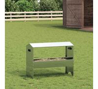 Walplus Silver Livestock Feeding Trough, 79X35X62Cm, 15Kg Capacity, Galvanized Steel