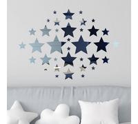 Walplus Silver Stars Stick-On Mirrors - 102Pcs Star Mirror Stickers, Star Decals For Bedroom And Kids' Room Wall Decorations