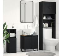 Walplus Sink Cabinet Black Oak 58 X 33 X 60 Cm Engineered Wood