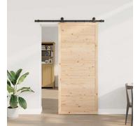 Walplus Sliding Door Brown 80 X 208 Cm Solid Pine Wood