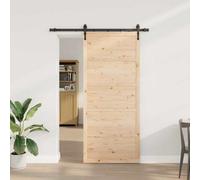 Walplus Sliding Door Brown 80 X 208 Cm Solid Pine Wood