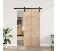 Walplus Sliding Door Brown 80 X 208 Cm Solid Pine Wood