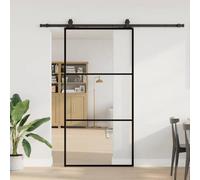 Walplus Sliding Door With Hardware Set Black 102X205 Cm Esg Glass