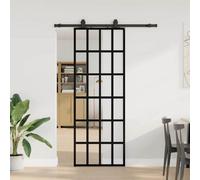Walplus Sliding Door With Hardware Set Black 76X205 Cm Esg Glass