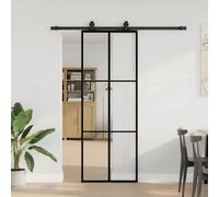 Walplus Sliding Door With Hardware Set Black 76X205 Cm Esg Glass