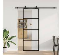 Walplus Sliding Door With Hardware Set Black 76X205 Cm Esg Glass