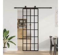 Walplus Sliding Door With Hardware Set Black 76X205 Cm Esg Glass