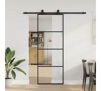 Walplus Sliding Door With Hardware Set Black 76X205 Cm Esg Glass