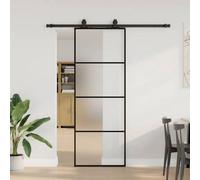 Walplus Sliding Door With Hardware Set Black 76X205 Cm Esg Glass