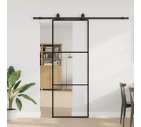 Walplus Sliding Door With Hardware Set Black 76X205 Cm Esg Glass