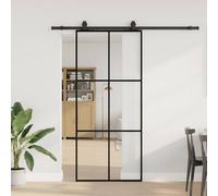 Walplus Sliding Door With Hardware Set Black 90X205 Cm Esg Glass