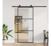 Walplus Sliding Door With Hardware Set Black 90X205 Cm Esg Glass