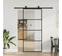 Walplus Sliding Door With Hardware Set Black 90X205 Cm Esg Glass