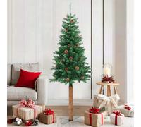 Walplus Slim Christmas Tree With Real Wood And Cones Green 180 Cm Pvc