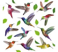 Walplus Small Hummingbirds Double-Sided Window Clings - 12Pcs Bird Window Decals, Bird Window Stickers Anti-Collision (3 Sheets)