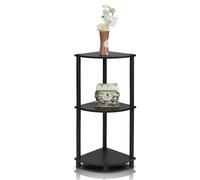 WALPLUS Space-Saving Turn-N-Tube 3-Tier Corner Display Rack Multipurpose Shelving Unit, Espresso/Black for Small Spaces