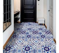Walplus Spanish & Moroccan Blue Tiles Self-Adhesive Kitchen Bathroom Home Floor Stickers