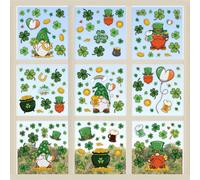WALPLUS 162 PCS St Patricks Day Window Stickers Double Sided St Patrick Window Stickers Reusable St Pats Window Stickers Shamrock Gnomes St Patricks Day Decorations Spring Window Stickers