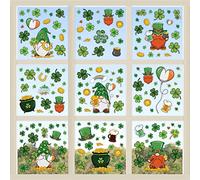 WALPLUS St Patrick's Day Shamrock Gnomes Window Stickers, Removable Reusable Double-Sided Glass Clings for Home, Kids Room, Classroom and Seasonal Decor