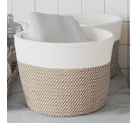 Walplus Storage Baskets 2 Pcs Brown And White 24 X 18 Cm Cotton
