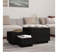 Walplus Storage Boxes With Lids 3 Pcs Black Solid Wood Pine