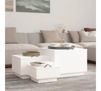 Walplus Storage Boxes With Lids 3 Pcs White Solid Wood Pine