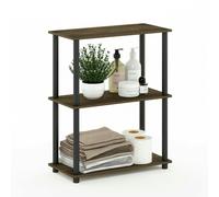 WALPLUS Sturdy Turn-N-Tube 3-Tier Compact Multipurpose Shelf Display Rack, Columbia Walnut/Black for Living Room