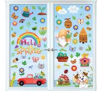 WALPLUS Summer Window Stickers Doubles Sided Window Decals for Glass Reusable Spring Window Stickers Cute Spring Vector for Kids Flower Window Stickers Spring Window Decorations 75 PCS