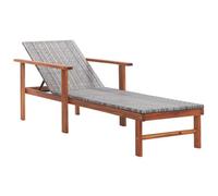 Walplus Sun Lounger Poly Rattan And Solid Acacia Wood Grey