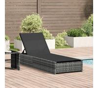 Walplus Sun Lounger Reclining 1-Person Grey 60 X 200 X 27Cm Poly Rattan