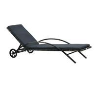 Walplus Sun Lounger With Cushion & Wheels Poly Rattan Anthracite