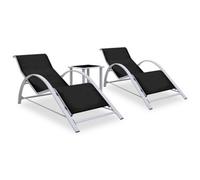Walplus Sun Loungers 2 Pcs With Table Aluminium Black