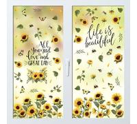 WALPLUS Sunflower Window Stickers Double Sided Spring Reusable Summer Bees and Butterfly Static Clings Spring Window Decorations 114 PCS