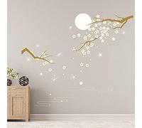Walplus Swarovski Crystals and Blossom Flowers Under Moonlight Wall Stickers, Vinyl, Multi-Colour, 90 x 30 x 0.5 cm