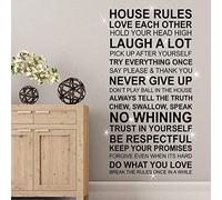 Walplus Swarovski Crystals and House Rules Quote Wall Stickers, Vinyl, Multi-Colour, 90 x 30 x 0.5 cm
