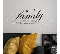 WALPLUS Swarovski Crystals & Family Quotes Wall Stickers Nursery Removable Self-Adhesive Mural Art Decals Vinyl Home Decoration DIY Living Bedroom Decor Wallpaper Family Words Gift Stick on Wall