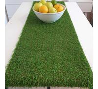 WALPLUS 200 cm x 33 cm Artificial Grass Table Runner Reusable Fake Faux Grass Table Cloth Easy to Clean for Event Party Mincraft Decoration Mad Hatter Afternoon Tea Easter Festival Theme Decor