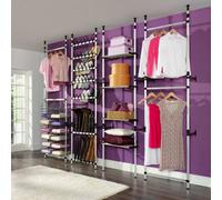 Walplus Telescopic Wardrobe System With Rods And Shelf Aluminium