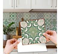 WALPLUS Tile Stickers Peel and Stick Backsplash Self-Adhesive Removeable Stick on Wall Vinyl Home Decoration DIY for Living Kitchen Bedroom Splashbacks Tile 24 Sheets 15cm(6") Light Green