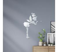 Walplus Mirror Wall Art"Tinker Bell Girl" Wall Stickers Removable Self-Adhesive Mural Decals Vinyl Home Decoration DIY Living Bedroom Office Décor Kids Room, Silver