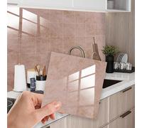WALPLUS 24 PCS Kitchen Tile Stickers Self Adhesive Sticker for Walls 15x15cm(6") Stick on Removable Stick on Bathroom Tile Topaz Brown Wall Sticker Self Adhesive Sticky Back Tile