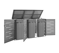 Walplus Triple Wheelie Bin Shed 207X77.5X112.5 Cm Stainless Steel