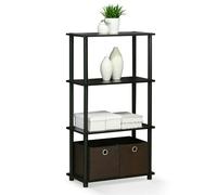 WALPLUS Turn-N-Tube 4-Tier Multipurpose Shelf Display Rack, Dark Walnut perfect for organized storage and display