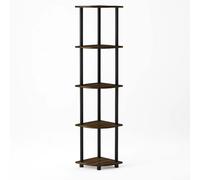 Walplus Furinno Turn-N-Tube 5 Tier Corner Display Rack Multipurpose Shelving Unit, Columbia Walnut/black