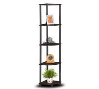 Walplus Turn-N-Tube 5 Tier Corner Display Rack Multipurpose Shelving Unit, Espresso/black