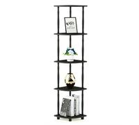 WALPLUS Turn-N-Tube 5 Tier Corner Display Rack Multipurpose Shelving Unit with Classic Tubes, Espresso/Black perfect for organized storage and display