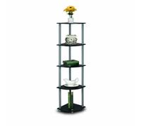 Walplus Turn-N-Tube 5-Tier Corner Display Shelf - Multipurpose Storage Rack, Black/grey Finish