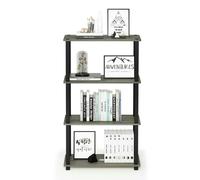 WALPLUS Turn-S-Tube 4-Tier Multipurpose Shelf Display Rack with Square Tube, French Oak Grey/Black perfect for organized storage and display