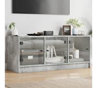 Walplus Tv Cabinet With Glass Doors Concrete Grey 102X37X42 Cm