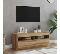 Walplus Tv Cabinet With Led Lights Artisian Oak 100X35X40 Cm Engineered Wood